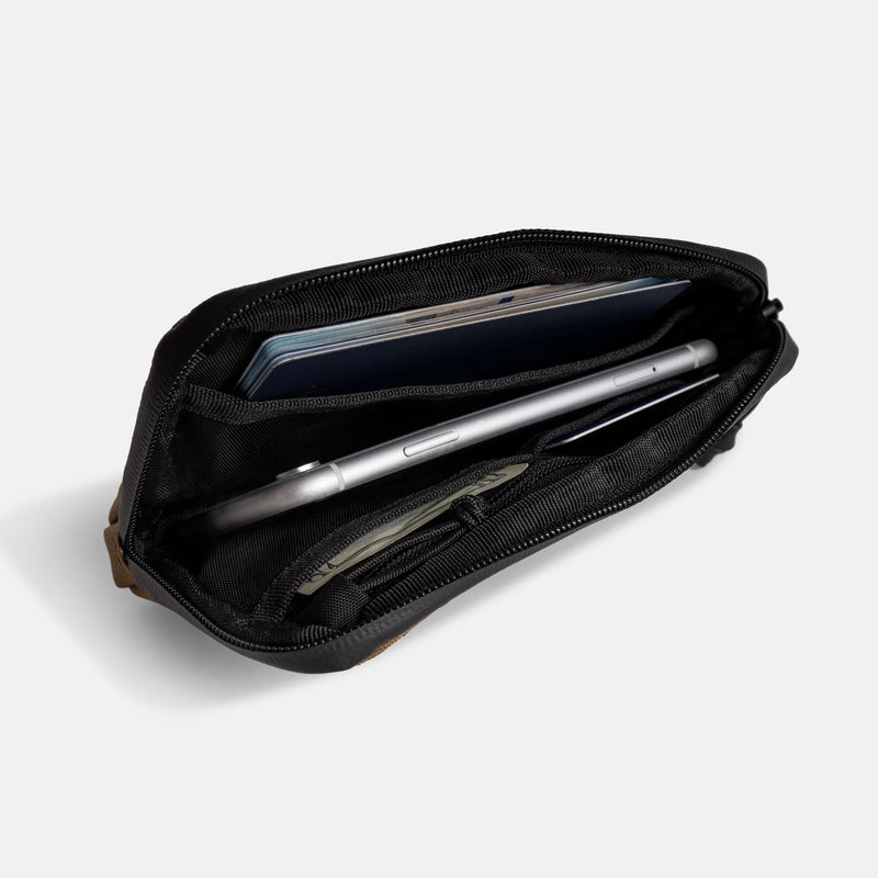 SNEK Wanderer Travel Wallet for Bikes and Travel | Weather Resistant Cordura Organizer Wallet with Zippered Pocket for Phone, Cash, Cards, Passport, Lightweight and Durable | Charcoal