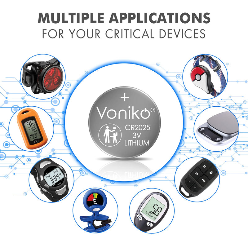 [Australia] - Voniko 3 Volt CR2025 Battery 6 Pack – CR 2025 Button Cell Battery – 2025 Lithium Coin Batteries, 7 Years Shelf Life 6 Count (Pack of 1) 