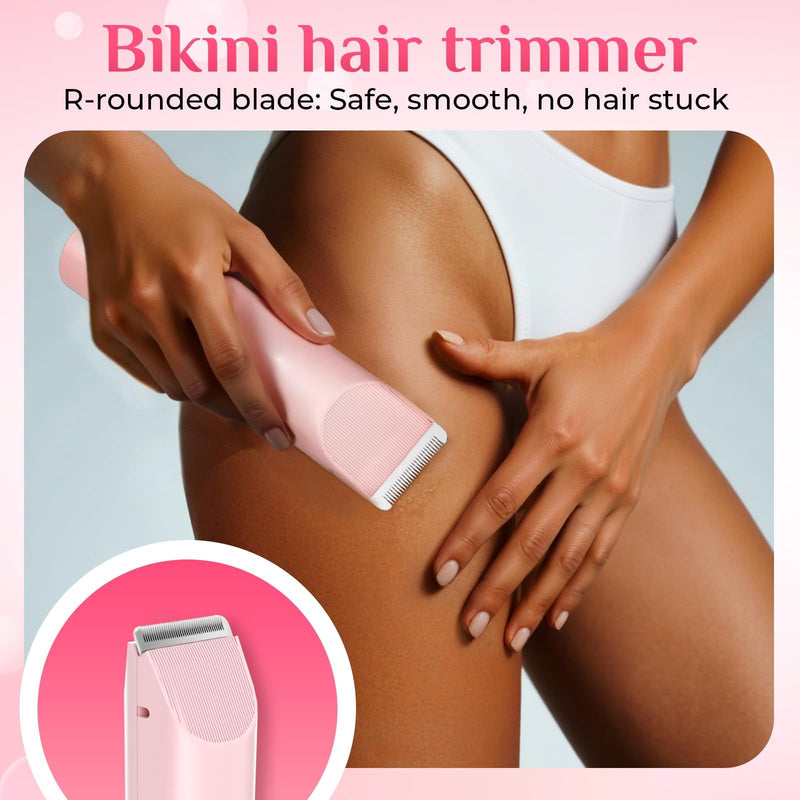 [Australia] - 2025 New 2-in-1 Electric Bikini Trimmer for Women - Dual Head Electric Razor,Waterproof Painless Bikini Shaver, Pubic Hair Trimmer for Private Area & Body Hair, Pink 