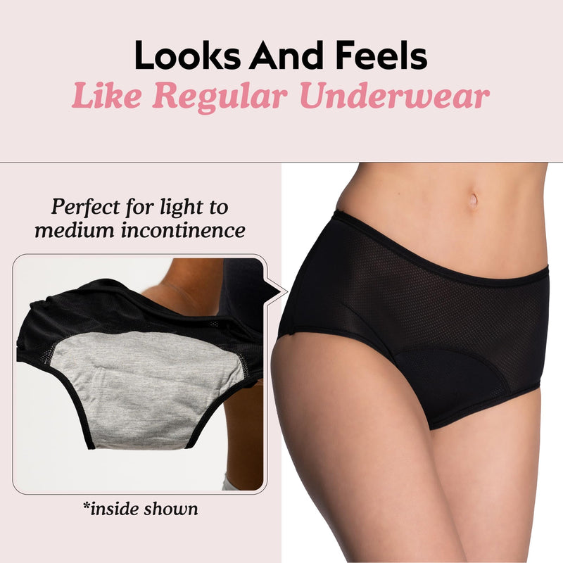 [Australia] - Leakproof Underwear - Leakproof Panties for Women Over 60s With Incontinence Large Pink, Nude, Black, Gray, Blue 