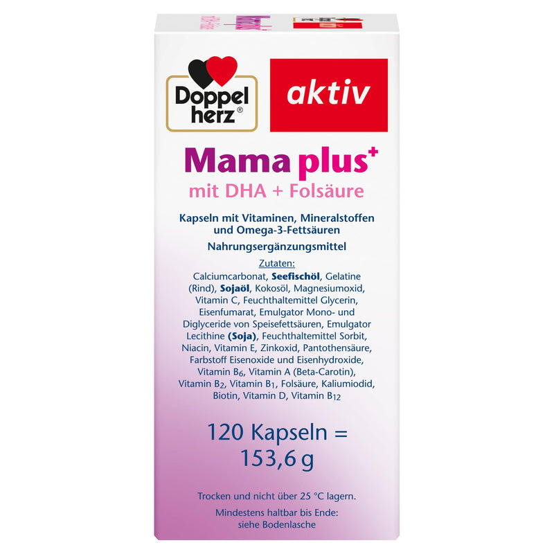 [Australia] - Doppelherz Mama plus with DHA + folic acid - important nutrients for women who want to have children, during pregnancy and while breastfeeding - 120 capsules 120 pieces (pack of 1) 