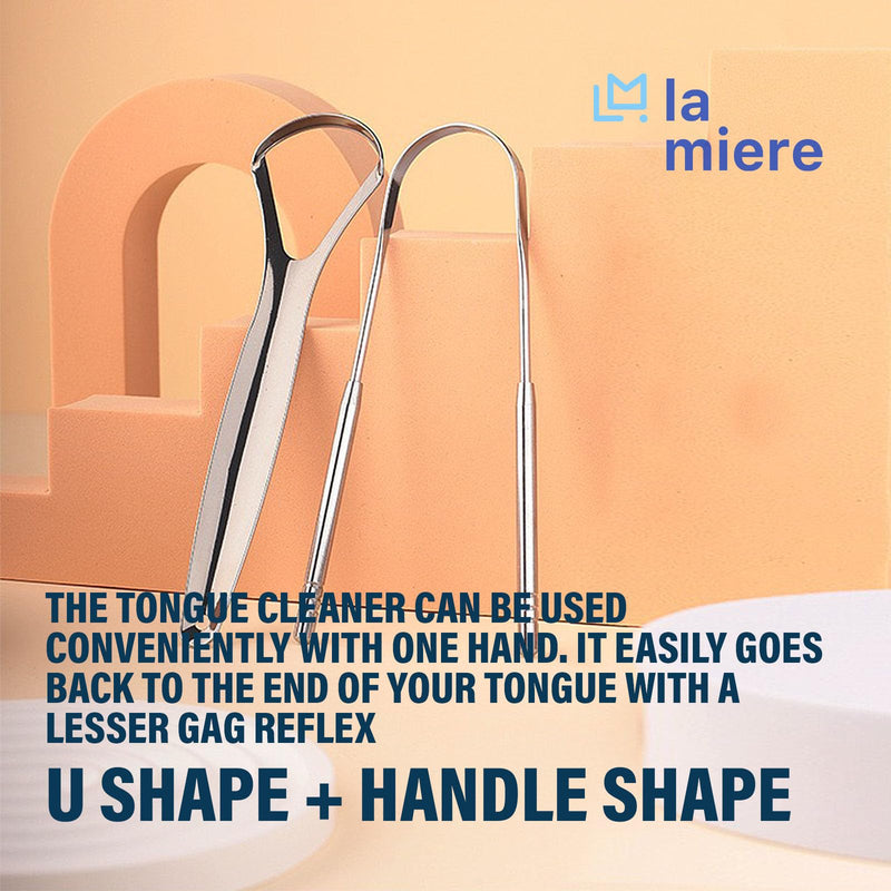 [Australia] - Tongue Scraper (2 Pack), 100% Stainless Steel, Easy to Use Tongue Scraper for Adults, Tongue Cleaner for Oral Care & Hygiene with Natural Cotton Bag Silver 