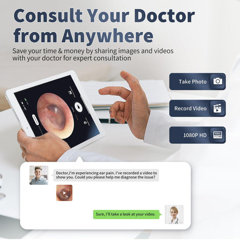 [Australia] - Ear Wax Removal Tool Camera - Ear Cleaner with 1080P HD Camera, Otoscope with Light, Earwax Removal Kit for iPhone, iPad, Android Phones (Green) Green2 