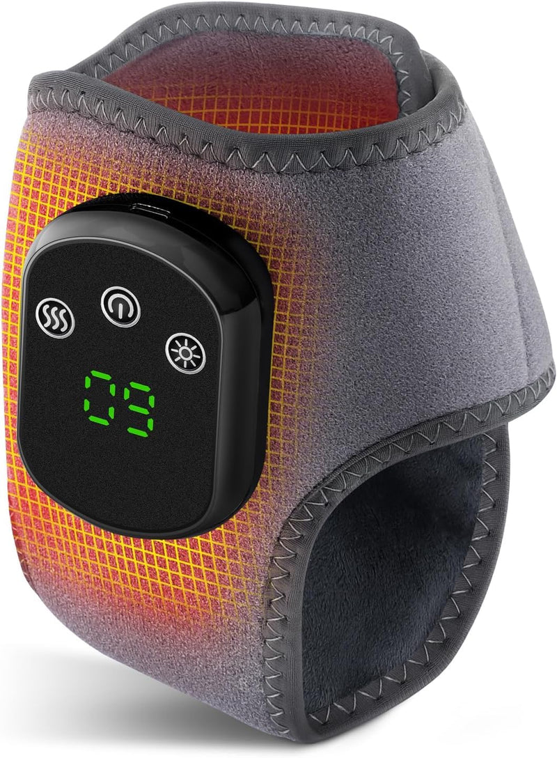 Cordless Ankle Massager with Heat, Rechargeable Ankle Heating Pad Wrap for Pain Relief, Portable Heated Foot Massager for Neuropathy Plantar Fasciitis, 5 Heat Levels 3 Vibration Modes Auto Shut Off L