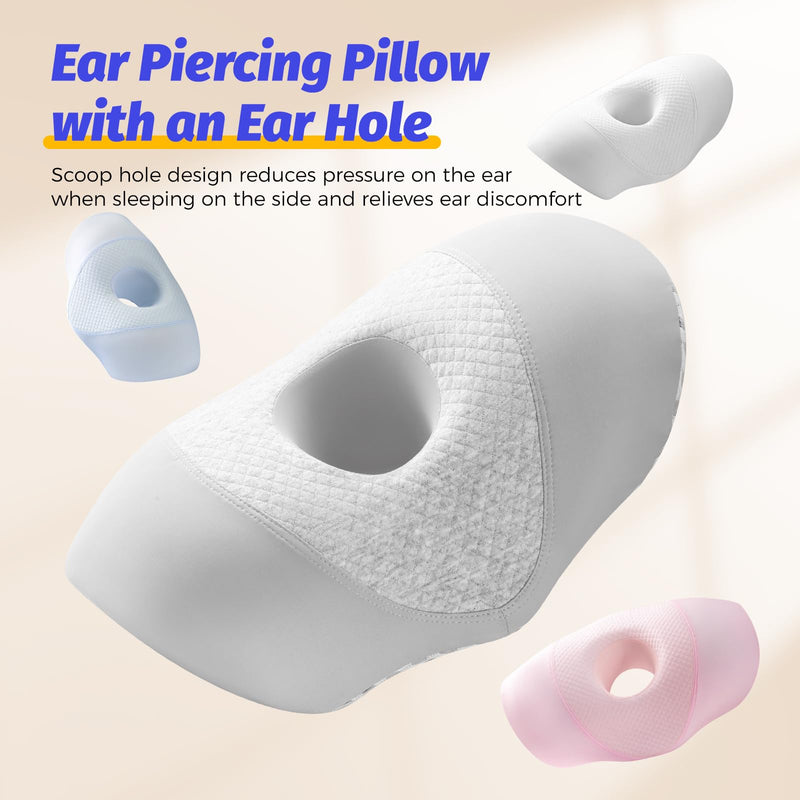 [Australia] - Ear Piercing Pillow for Side Sleepers with Ear Hole for CNH, Ear Pain Relief and Pressure Sores, Memory Foam Contoured Design Side Sleeping Pillow, Breathable Cotton Blend(Charcoal Grey) 