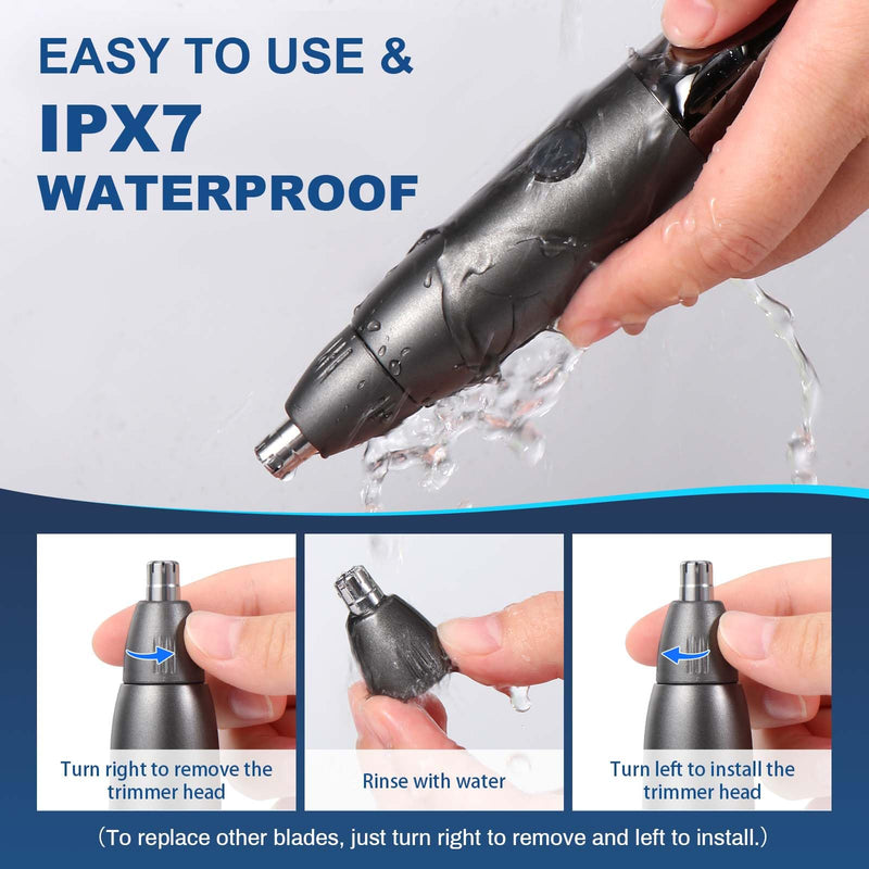 [Australia] - Brencco Nose Hair Trimmer Men, 4 in 1 Nose Hair Trimmer Men Women Nose Hair Trimmer USB Rechargeable Nose Trimmer IPX7 Waterproof Nose Hair Trimmer for Nose, Ears, Eyebrows, Face 