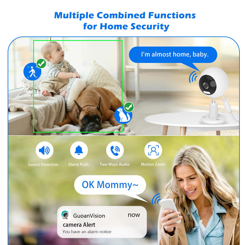 [Australia] - 5G/2.4G Outdoor/Indoor Security Camera,3MP Baby/Elder/Dog/Pet/Nanny Camera with Phone App, WiFi Baby Monitor, Motion Detection, Alarm Siren, Night Vision, IP66 Waterproof, Two-Way Talk, SD/Cloud S700-1 Pack 
