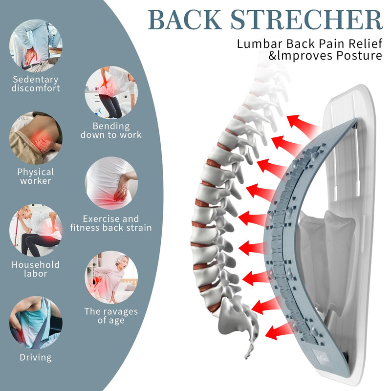 [Australia] - Back Stretcher for Lower Back Pain Relief, Inflatable Regulated Lumbar Support Board, Ergonomic Back Cracker with Acupressure Points, Back Massager for Spinal Decompression and Scoliosis 