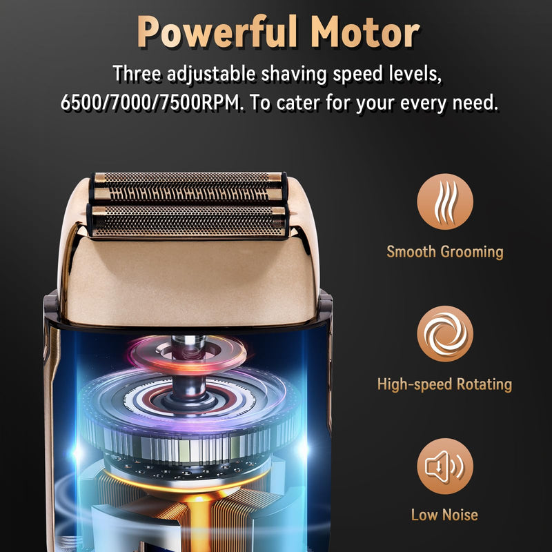 [Australia] - Ufree Close Shave Electric Foil Shavers for Men, 3-Speed Electric Razor, Bald Head Shavers, Face Shaving Beard Trimmer with LCD Display, Gifts for Men 
