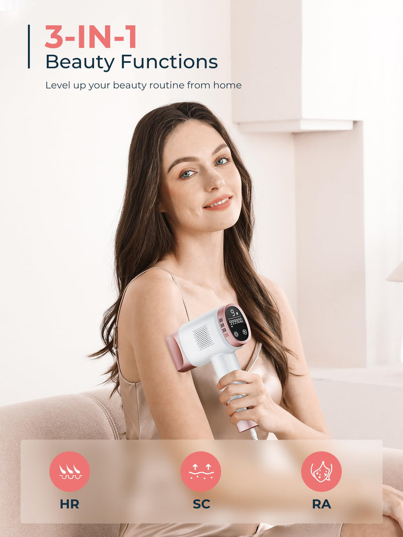 [Australia] - 21J Ice Cooling IPL Device Hair Removal, Laser Hair Removal with 3 Functions HR/SC/RA, 9 Energy Levels, IPL Laser Hair Remover for Women Men, Face Bikini Arm Leg 