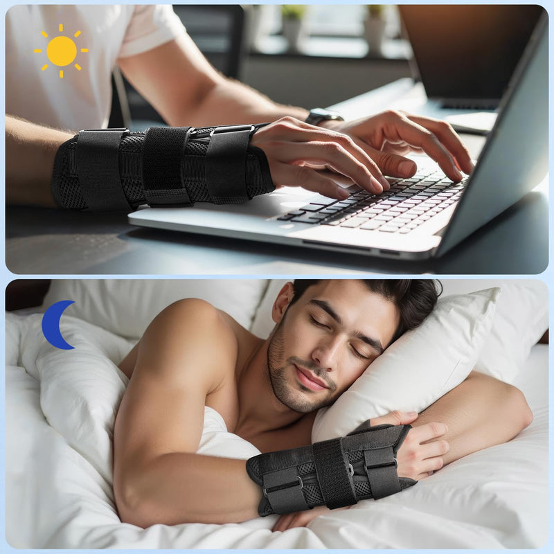 [Australia] - Carpal Tunnel Wrist Brace - Adjustable Night Support with Splint for Tendonitis, Arthritis, Sprains & Wrist Pain Relief - One Size Fits All, Men & Women (Right Hand, One Size) Right hand 