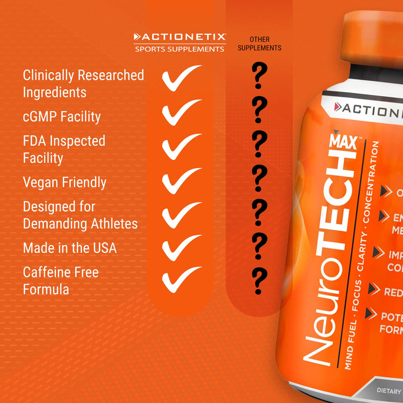 [Australia] - NeuroTech MAX Brain Supplements for Memory and Focus, Caffeine Free Nootropic Brain Supplement, Rich Brain Supplements with DMAE, Bacopa, Huperzine for Atheletic Performance 