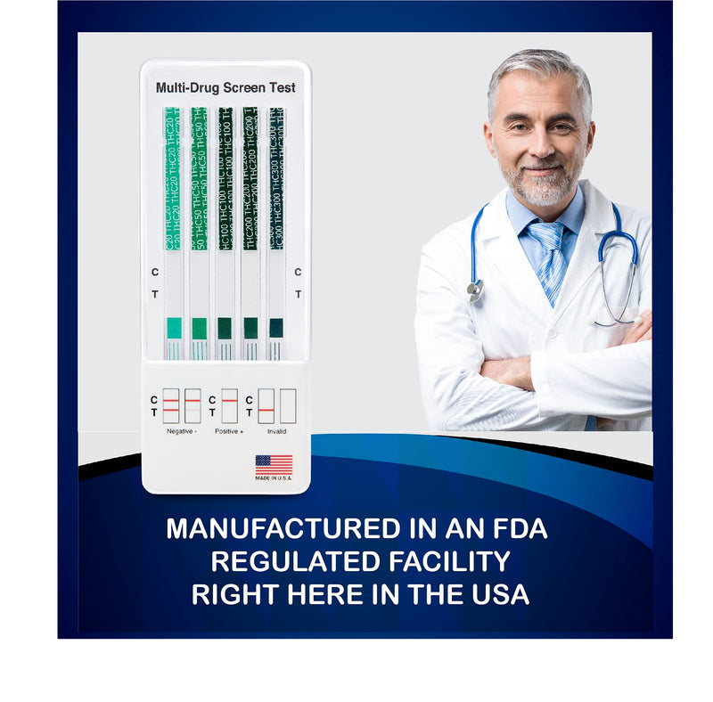 [Australia] - 5 Pack - DrugExam THC Advantage Made in USA Multi Level Marijuana Urine Test Kit. Highly Sensitive THC 5 Level Drug Test Kit. Detects at 20 ng/mL, 50 ng/mL, 100 ng/mL, 200 ng/mL and 300 ng/mL (5) 
