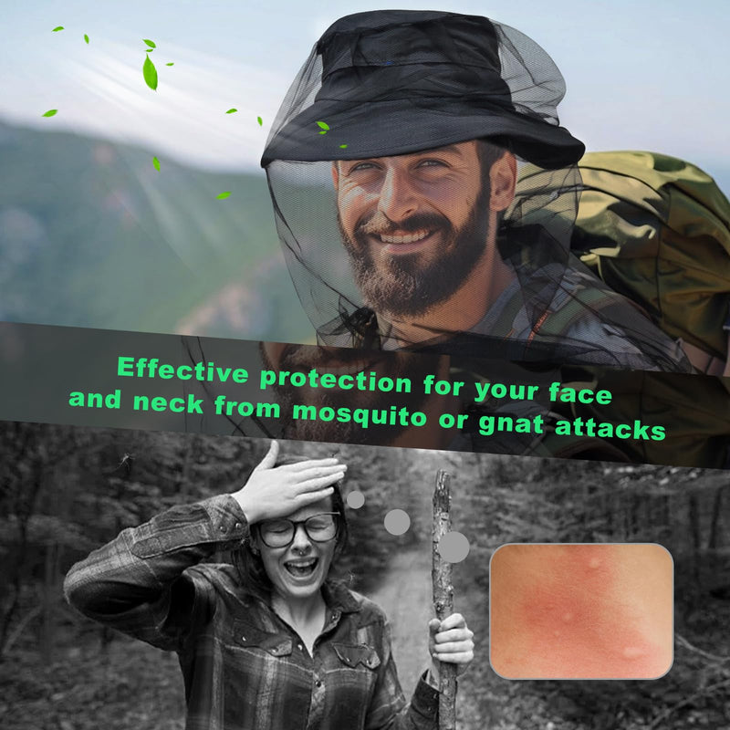 [Australia] - tupi Mosquito Head Net for Insects, 2 Pack, Premium Bug Net for Head, Fly & Bug Protection | Ultra Large & Long, Finest Holes for Camping, Hiking, Fishing, Gardening, Fits All Hats for Men & Women 