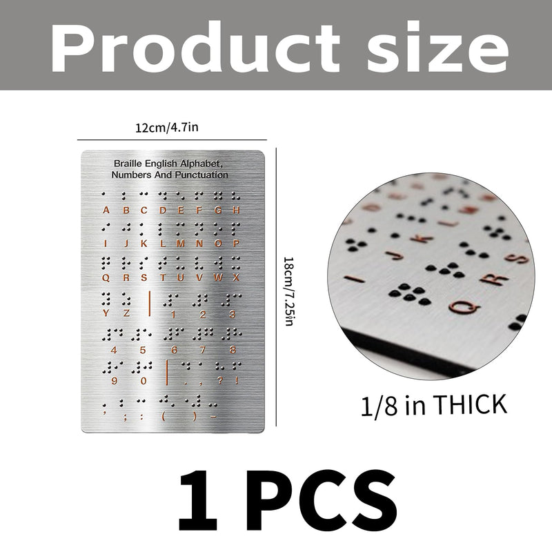 Braille Alphabet Board with Raised Dots Punctuation,Aluminum Letter Fingerboard for Beginners,Portable Braille Teaching Aid,Board Braille Instruction Tool,Visually Impaired Products for Blind People