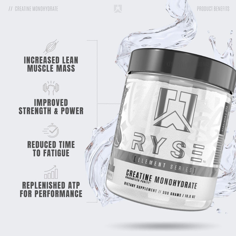 [Australia] - RYSE Up Supplements Element Series Creatine Monohydrate | Increase Lean Muscle Mass | Improve Strength & Power | Reduce Fatigue | Perform Better | 60 Servings 