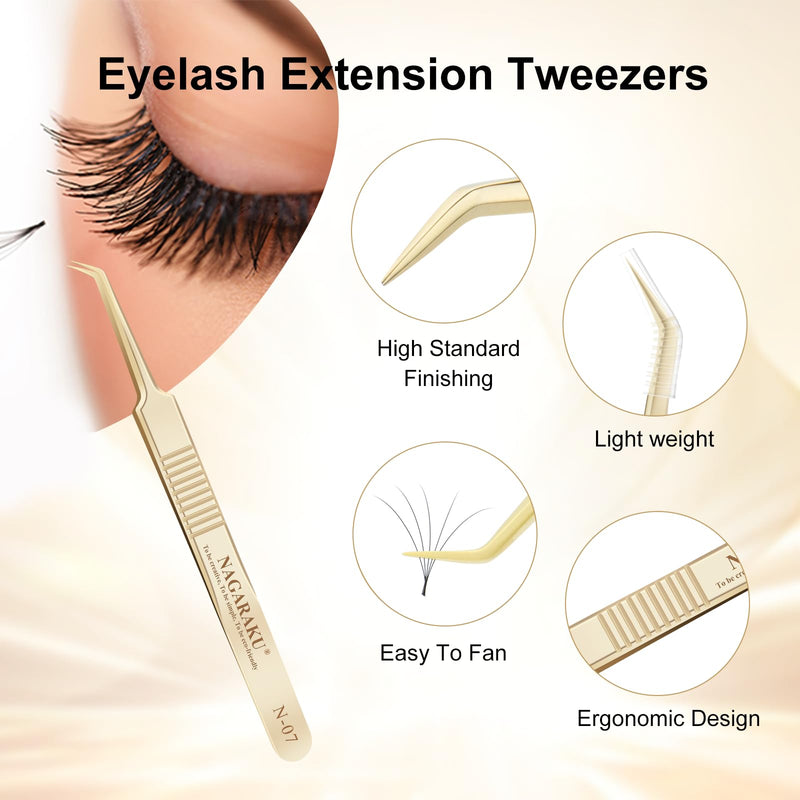 [Australia] - NAGARAKU 5 PCS Tweezers for Eyelash Extensions Straight and Curved Precision Professional Tweezer for Lash Extensions Volume Easy Fanning lash Precise Point with Storage Case Bag 5 tweezers with box 