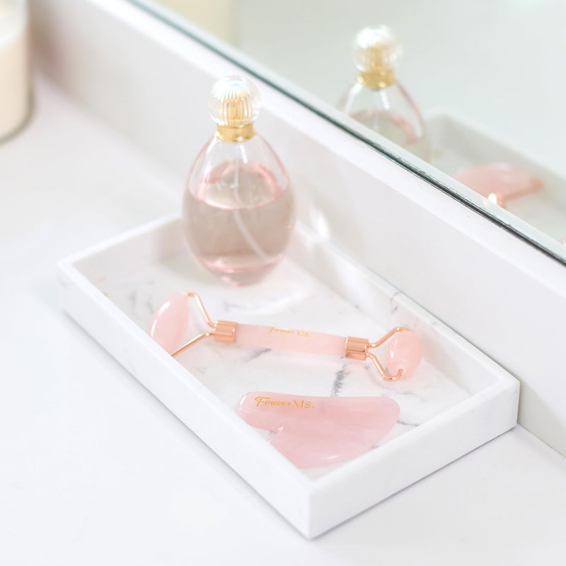 Rose Quartz Gua Sha and Face Sculpting Roller Kit - Lymphatic Drainage and Facial Massager for Skin Care - Beauty Tools for Women - Ice Depuffer and Shaper for Eye Area, Neck and Puffy Face