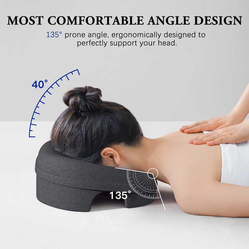 [Australia] - Face Down Pillow and Massage Headrest for Bed, 3-Air-Hole Pillow for Stomach Sleeper, Suitable for Beach Tanning, Home Massages, Eye Surgery Recovery, Back and Waist Pain, Etc (Black) Black 