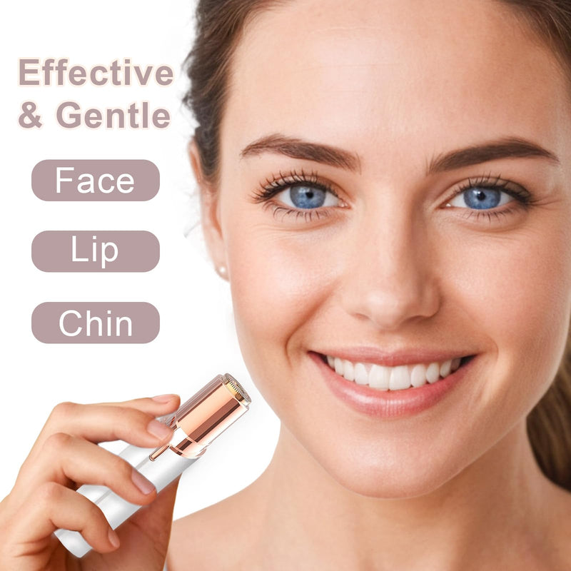 [Australia] - Hair Remover for Face Woman, Electric Face Shaver for Women, Hair Removal Device for Women Chin, Lip, Peach Fuzz with 2 Pc Replacement Heads, USB Rechargable 1 white +2 heads recharge 