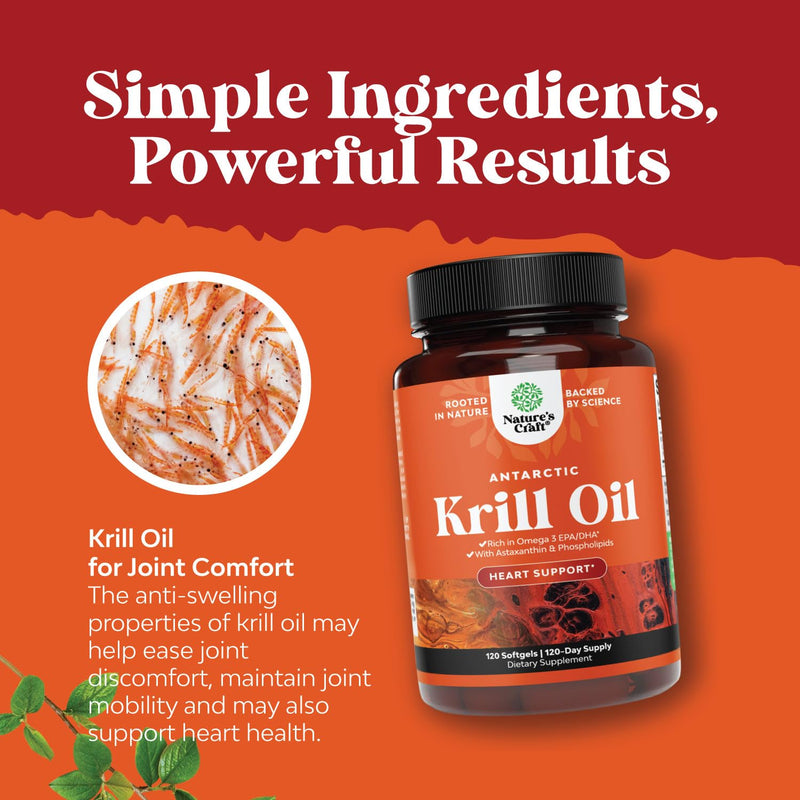 [Australia] - Antarctic Krill Oil 500mg Softgels - High Absorption Krill Oil Omega 3 Fatty Acid Supplement with Potent EPA DHA Astaxanthin and Phospholipids - Wild Caught Burpless Fish Oil Omega 3 Supplement 120 Count (Pack of 1) 