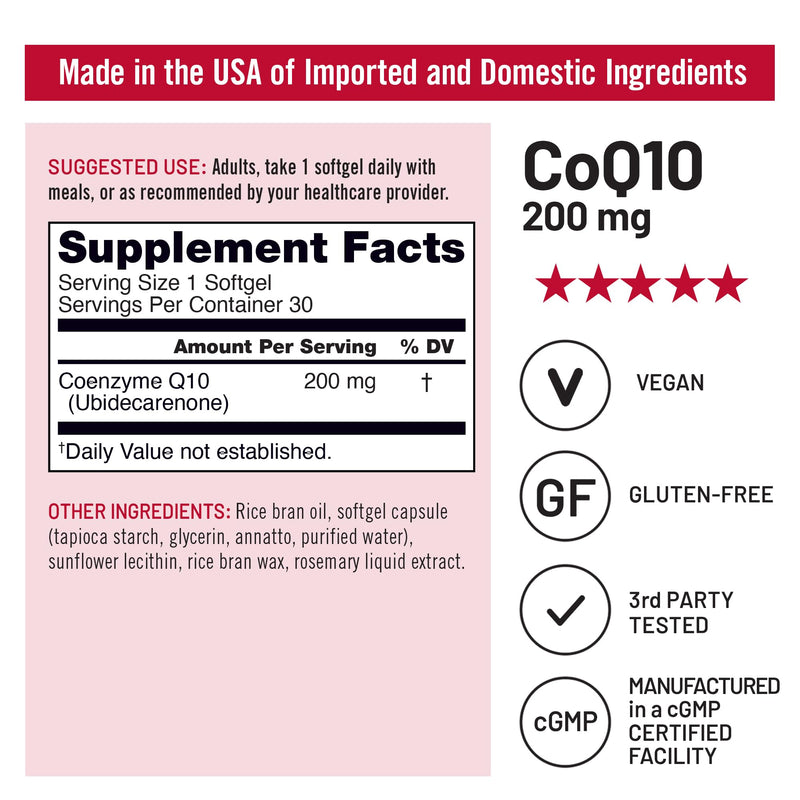 [Australia] - NatureWise CoQ10 200mg Softgels, High Potency Ubiquinone - Coenzyme Q10 Supplement - Antioxidant for Heart Health + Energy - Vegan, Non-GMO, Gluten-Free - 30 Count[1-Month Supply] 30 Count (Pack of 1) 