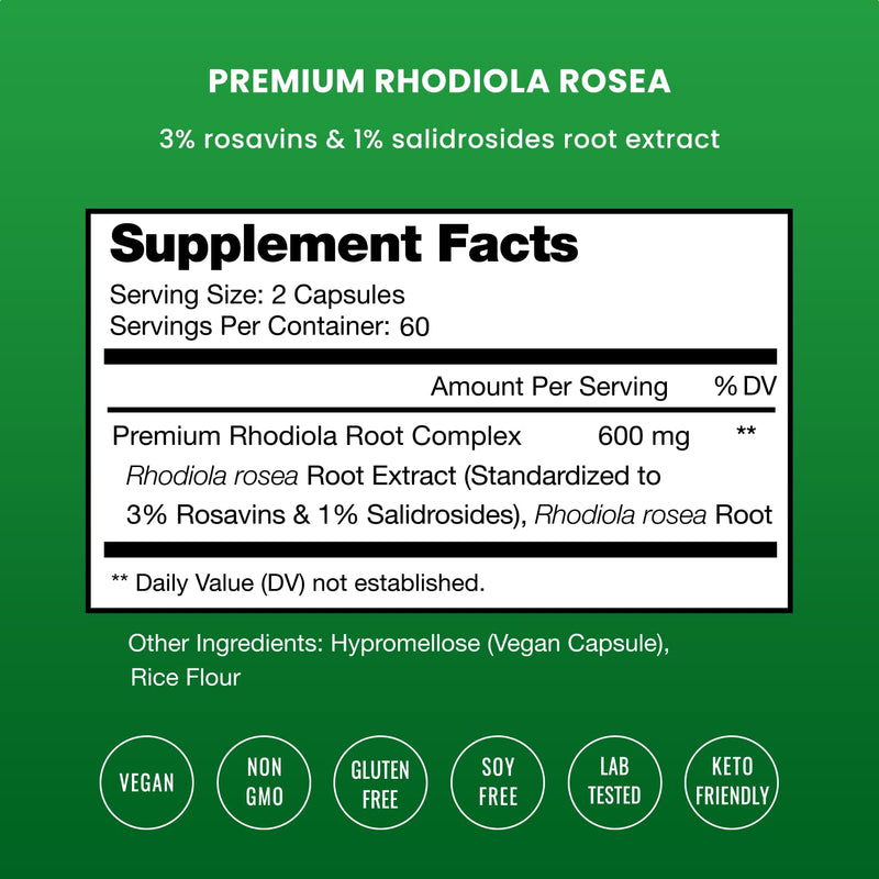 [Australia] - NutraChamps Rhodiola Rosea Capsules [120] Rosavin Plus Salidrosides | Rhodiola Rosea Extract Supplement | 300mg Vegan Pills | Rhodiola for Energy, Stress Relief, Mood Support and Focus 