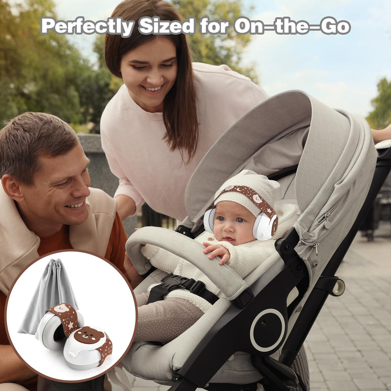 [Australia] - Baby Ear Muffs,25dB Infant Noise Cancelling Headphones for Babies 0-36 Months with Adjustable Headband Infant Ear Protection,Ideal Baby Travel Essentials for Outdoor,Sleep,Airplane & Music Festivals Brown 
