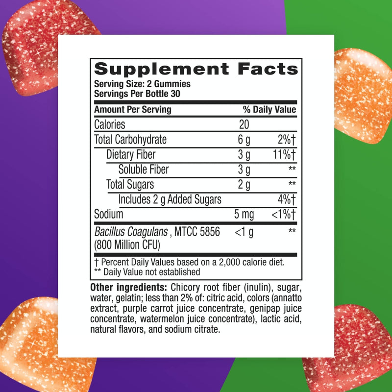[Australia] - Vitafusion Fiber Well + Probiotics Gummies for Adults, 60 Count Nutritional Supplement 