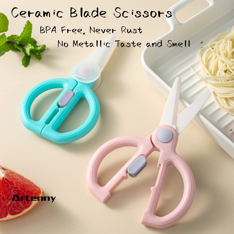 [Australia] - Baby Food Scissors Kids with Case Travel, Ceramic Kitchen Scissors for Food with Safety Lock, Baby Food Cutter (D) D 
