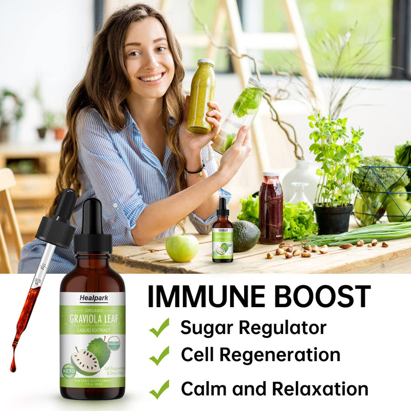[Australia] - Healpark Graviola Leaf Extract, Organic Soursop Guanabana Leaves Liquid, 98% Absorption-1 Fl Oz 30ML 