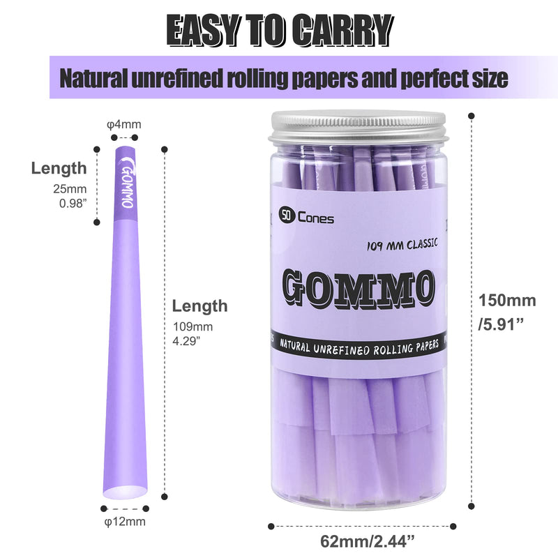 [Australia] - Pre Rolled Cones | King Size | 50 Pack | Natural Purple Rolling Papers with Tips & Golden Packing Spoon Included 50.0 