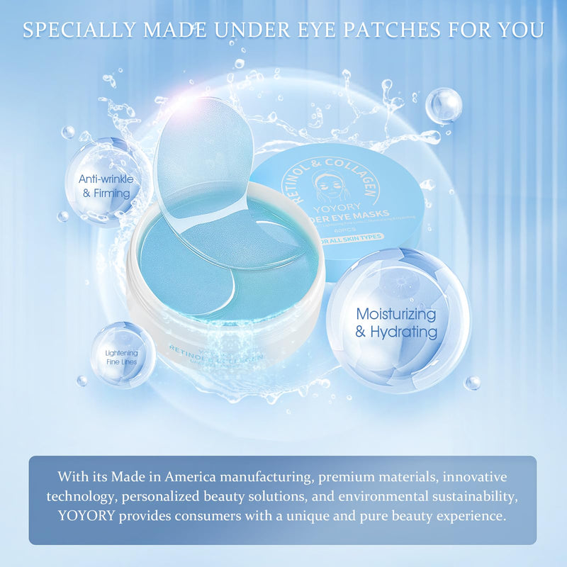 [Australia] - Under Eye Patches Masks - for Dark Circles, Puffy Eyes, Fine Lines, Wrinkles, Eye Bags Treatment with Collagen and Hyaluronic Acid, Moisturizing and Hydrating (60 Pcs)… Cornflower Blue 
