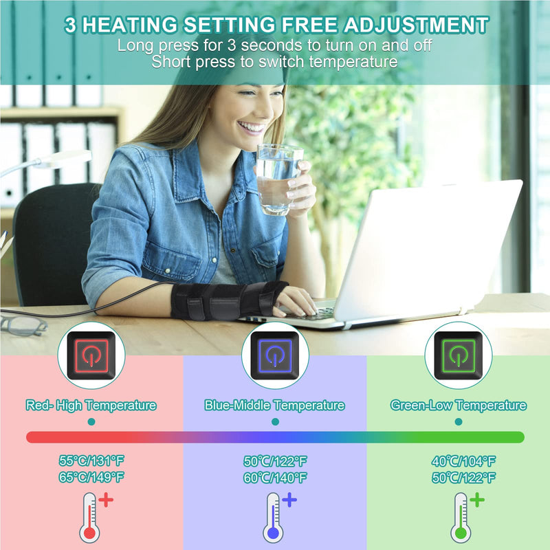 Wrist Thumb Brace Heating Pad for Arthritis and Carpal Tunnel Relief, De Quervain's Tenosynovitis, Tendonitis Wrist Hand Pain Relief - Left Right Hand(No Battery)