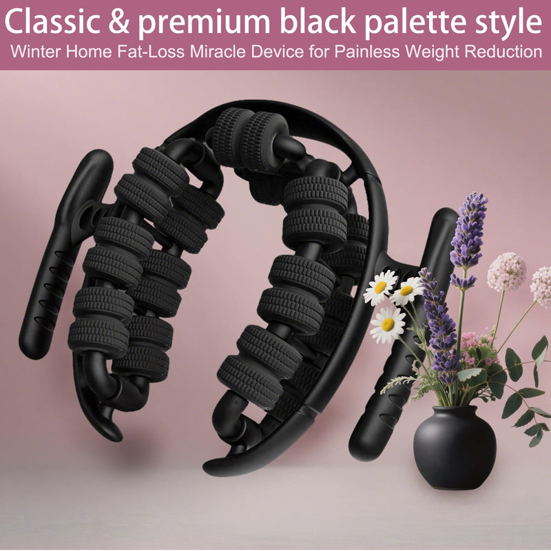 [Australia] - Lymphatic Drainage Massager,Cellulite Massage Tool Body Sculpting Tool，Women Body Massager Manual Leg Massager，360 °28 Wheels Anti Cellulite Roller for Thighs (Black) Black 