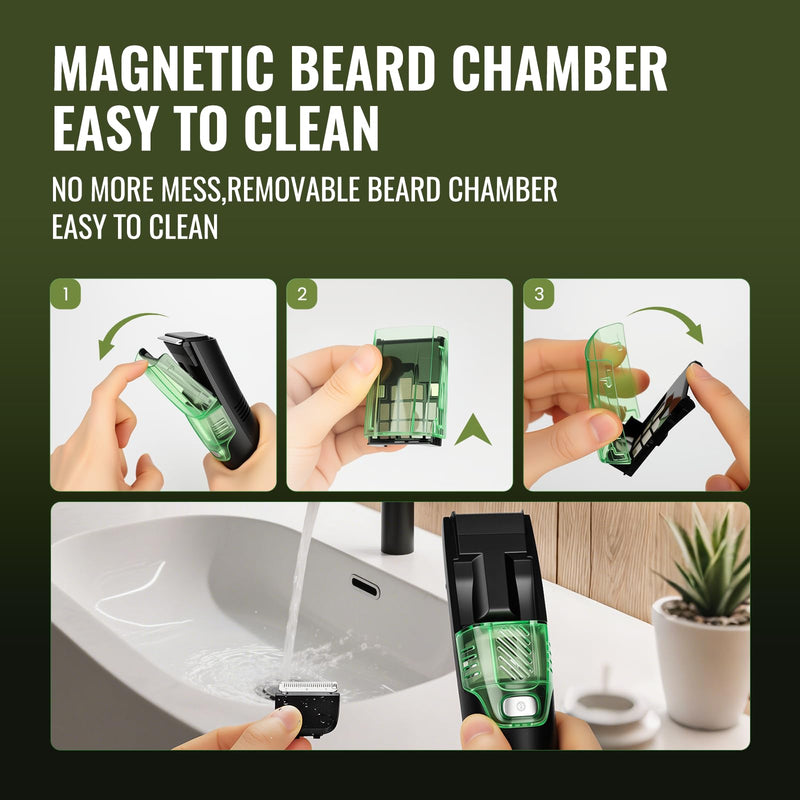 Premium Beard Trimmer for Men, Men's Vacuum Electric Shaver Kit, 20 Levels Adjustable, Wet/Dry Shaver, Upgraded Stainless Steel Ceramic Blade Heads for Precision Facial Hair, Birthday Gifts for Men