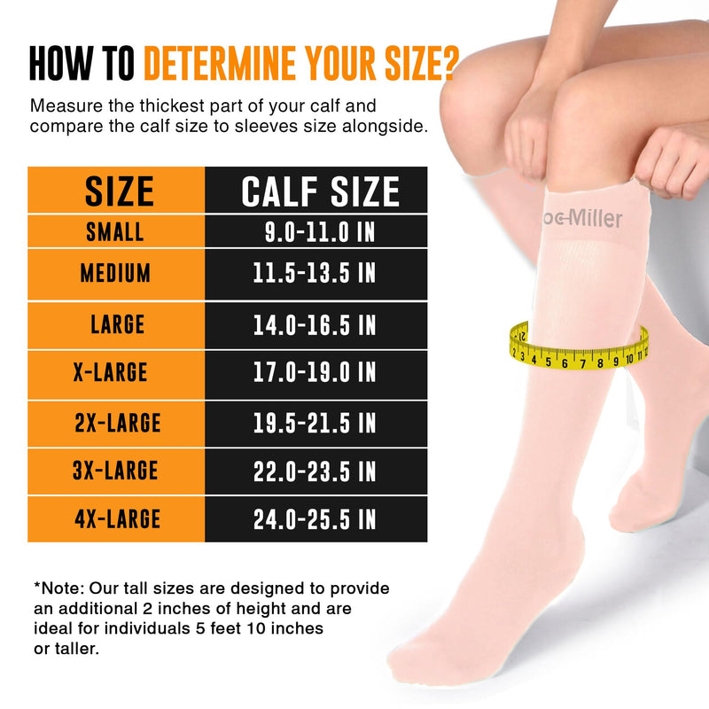 Doc Miller - Compression Socks for Women & Men - 8-15 mmHg Knee High, Medical Grade Support - Sports, Travel, Nurse, 1 Pair XX-Large Beige