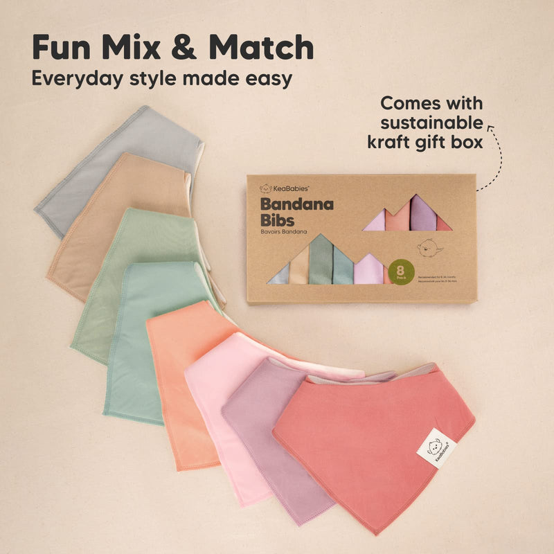 [Australia] - 8-Pack Organic Baby Bandana Drool Bibs for Girls - Super Absorbent Baby Bibs for Baby Girls, Baby Boys, Soft Cotton Bandana Bibs, Baby Drool Bib, Teething Bibs for Infant, Toddler(Muted Pastel) Muted Pastel 