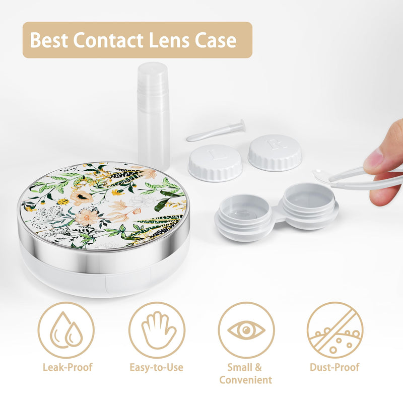 [Australia] - Contact Lens Case/Contact Case, Travel Contact Lens Case Cute Contact Case and Solution Perfect for Daily Travel Outdoor Retro Flowers 