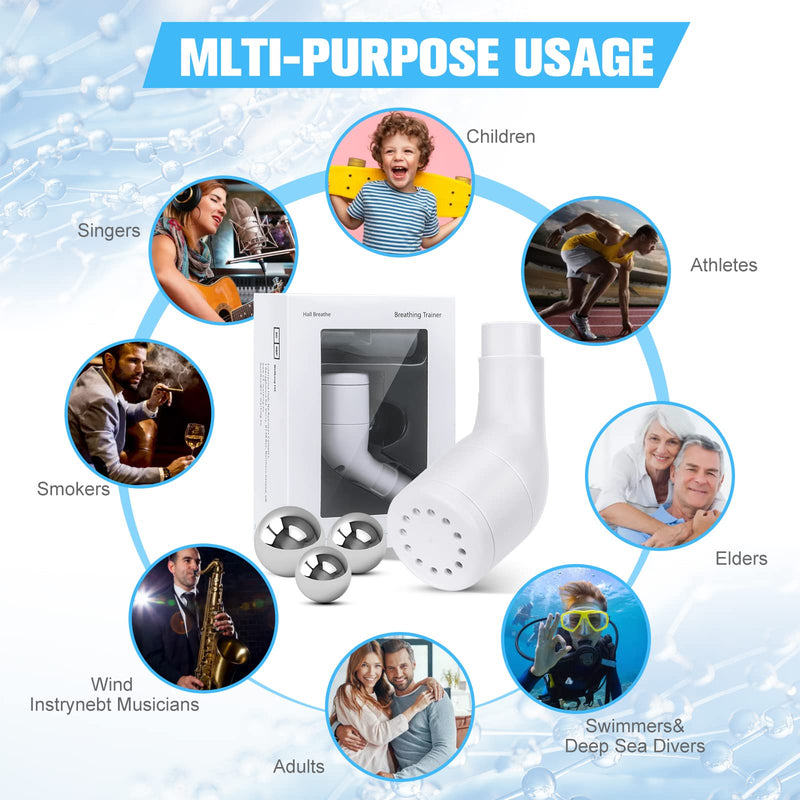 [Australia] - Breathing Exercise Device for Lungs, Lung Exerciser Device with Steel Balls, Drug-Free Therapy Mucus Device for Phlegm Relief Clear 