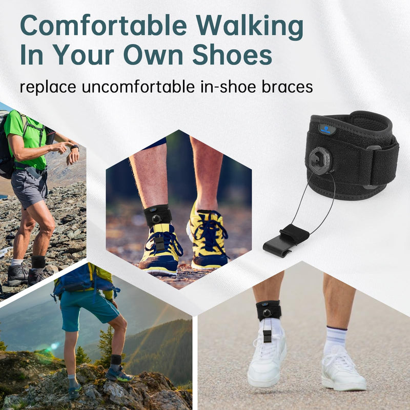 Drop Foot Brace with Reel-Adjust Dorsiflexion Assist, AFO Foot Drop Brace for Walking with Shoes, Ankle Support for Supination,Plantar Fasciitis,Peroneal Achilles Tendonitis,Stroke,Men/Women