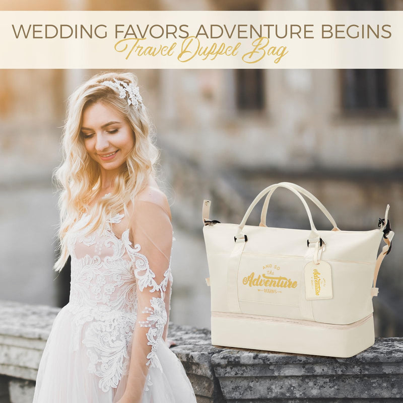 Bride Weekender Bag for Women, Travel Duffel Bag with Shoe Compartment and Luggage Tag, Overnight Carry On Tote for Wedding, Honeymoon, Bridal Shower Gift