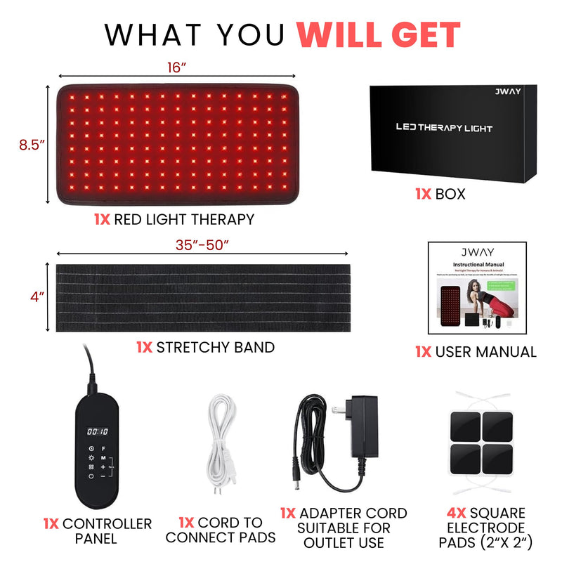 [Australia] - JWAY Red Light Therapy Belt | 660nm Red Light Therapy & 850nm Near Infrared Light Therapy for Body | Relax & Massage Muscles | Pain Relief and Inflammation | Improve Circulation 