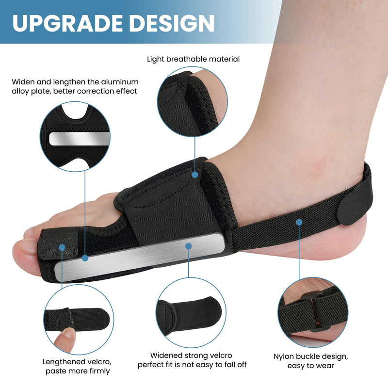[Australia] - Hallux Valgus Correction Set, 6PCS Hallux Valgus Splint, Toe Separator Hallux Valgus Bandage, Bunion Corrector, Relieve Foot Joints/Bunion Pain for Men and Women Black, 6PCS 