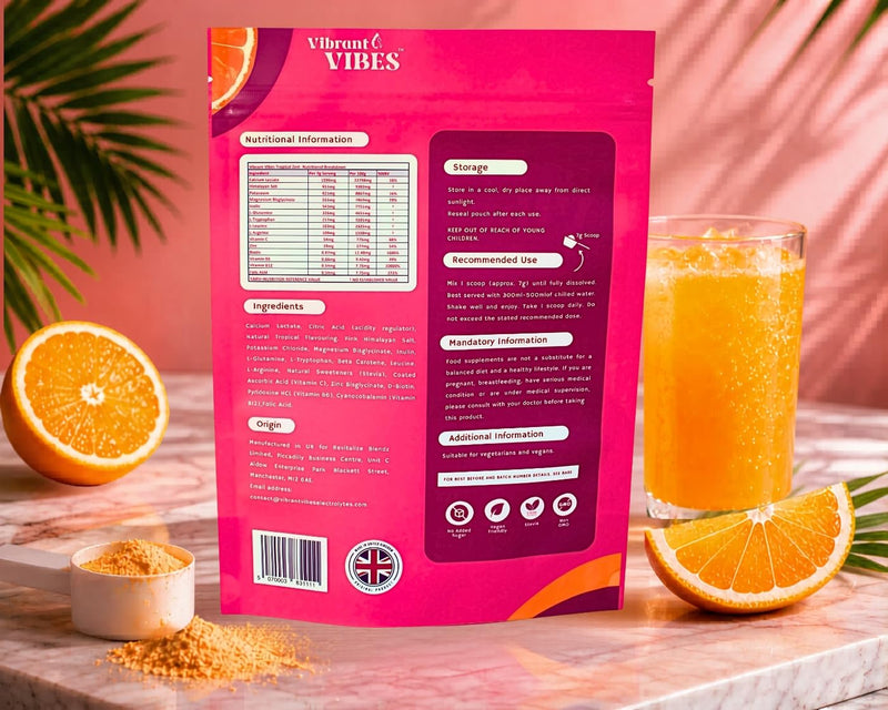 Vibrant Vibes Women’s Electrolyte Powder – Clean Daily Hydration | Zero Sugar, Magnesium, B & C Vitamins | Vegan Electrolytes | 280g Pouch – 40 Servings, Tropical Zest Flavour.