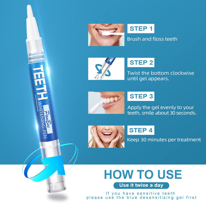 [Australia] - Teeth Whitening Pen 4+1(5 Pack), 70+ Treatments, Use Twice a Day Up to 1-6 Shade Whiter in 1-2 Weeks, 4 Whitening Pens plus 1 Desensitizing Pen, Effective, Painless and Enamel Safe Teeth Whitening Gel 