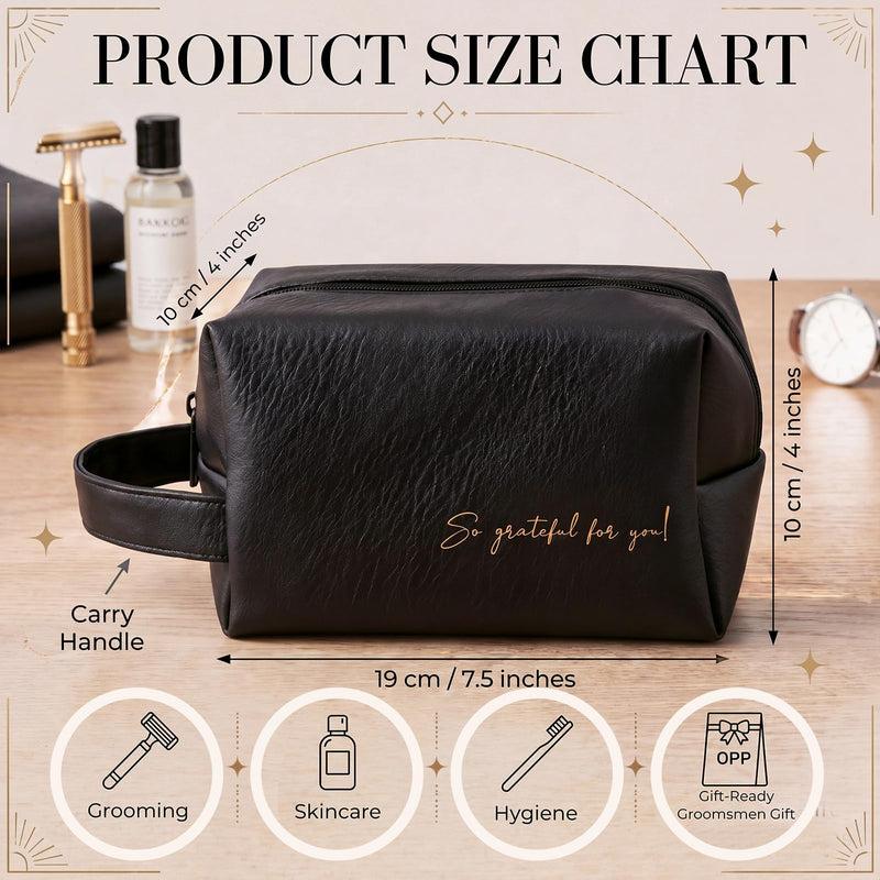 8 Pcs Men Toiletry Travel Bags Bulk Black Leather Toiletry Bags for Men Employee Appreciation Groomsmen Gifts Toiletries Kit for Business Trip Wedding Travel