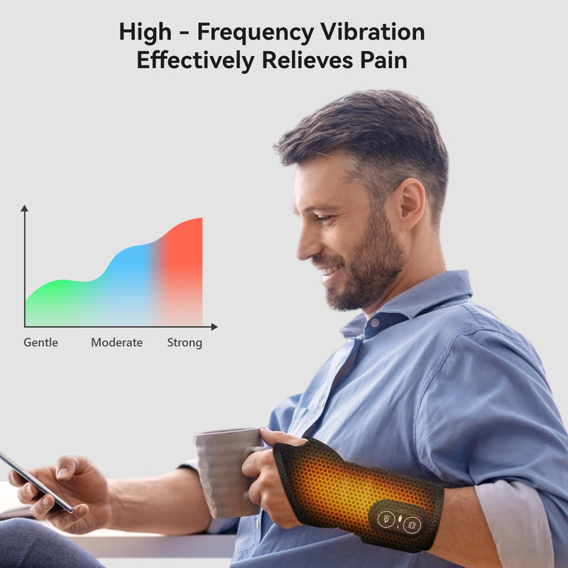 [Australia] - Yabuu Cordless Wrist Hand Heating Pad Massage for Carpal Tunnel With 3000mAh Battery,Hand Arthritis,Wrist Pain Relief,Heat Wrap Pad,Vibration and Adjustable Heat Settings Hot Therapy Gifts for Mom/Dad Wireless 