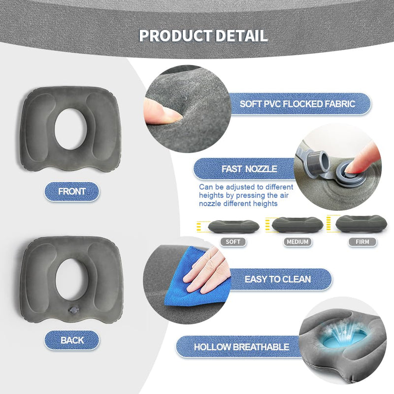 [Australia] - Multifunctional Seat Cushion,Inflatable Donut Pillow - Hemorrhoid Cushion for Tailbone,Post-Surgical Pain,Postpartum Pregnancy,Sciatica, Bed Sores -Orthopedic Seat Cushion for Home, Office, Car 