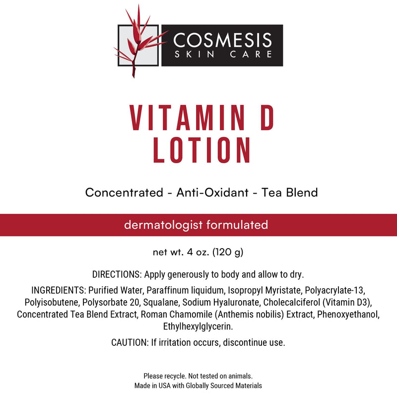 Vitamin D Lotion, Ultra-Moisturizing for Dry Skin, 4 oz, Cosmesis | Helps minimize the look of rough patches and restore a natural-looking, smooth appearance.